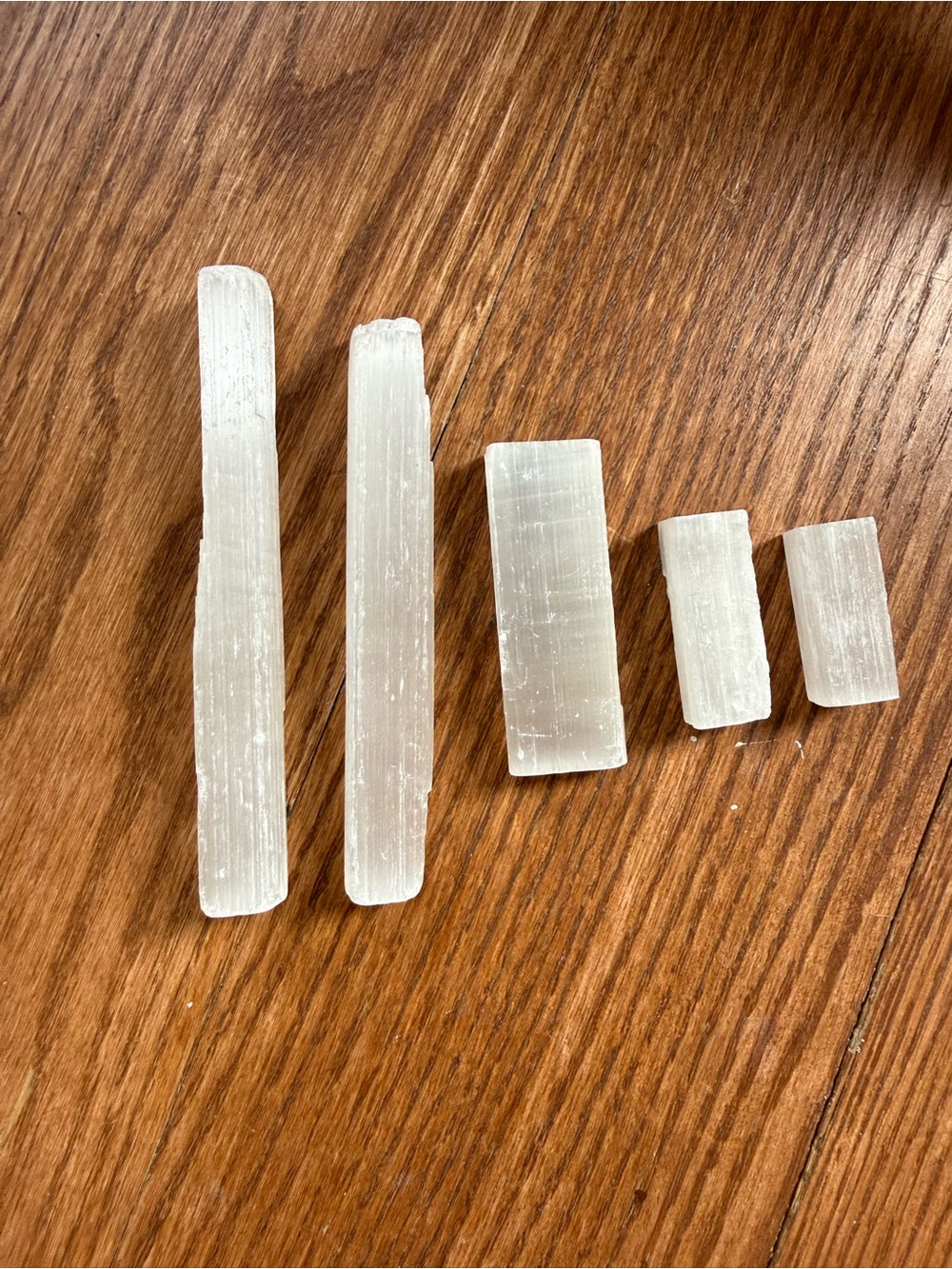 Set of 5 raw natural selenite crystal wands
